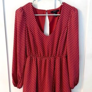 Forever 21 Orange Polka Dot Midi Dress